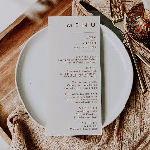 Désert simple Menu Dîner Mariage Blanc Naturel