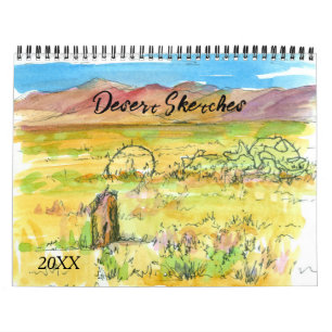 Desert Sketches Travel Explore Nevada Watercolor  Calendar