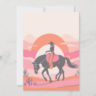 Desert Skies with Cowgirl Riding her Horse Invitation