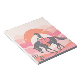 Desert Skies with Cowgirl Riding her Horse Notepad
