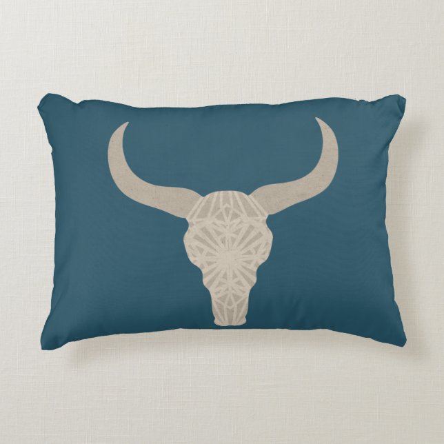 'Desert Skull' Rectangle Throw Pillow (Front)