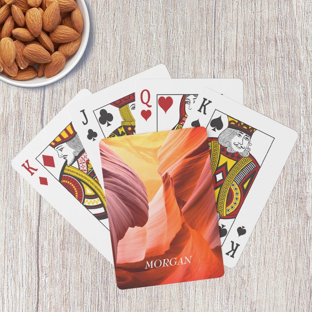 Desert Slot Canyon or Your Photo, White Name Playing Cards (Creator Uploaded)