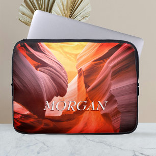 Desert Slot Canyon or Your Photo, White Name, Vs 2 Laptop Sleeve