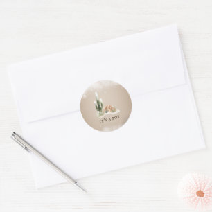 Desert Snow Cactus Baby Shower  Classic Round Sticker