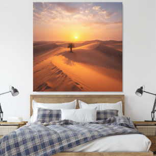Desert Solitude – Golden Dunes at Sunset Fine Art  Canvas Print