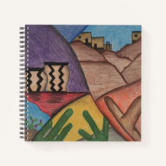 Desert Southwest Cactus Colourful Folk Art Notebook