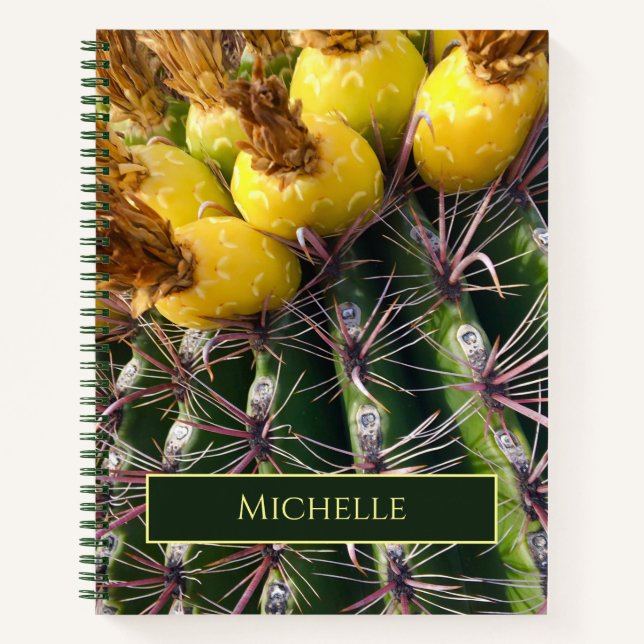 Desert Southwest Green Barrel Cactus Personalized  Notebook (Front)
