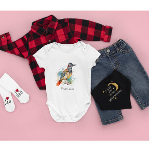 Desert Spirit, Roadrunner in Watercolor, custom Baby Bodysuit