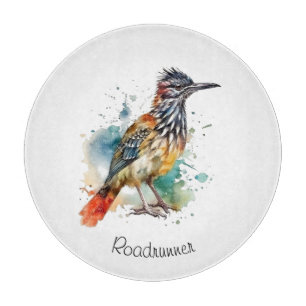 Desert Spirit, Roadrunner in Watercolor, custom Cutting Board