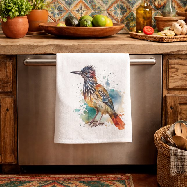 Desert Spirit, Roadrunner in Watercolor, custom Kitchen Towel (Creator Uploaded)