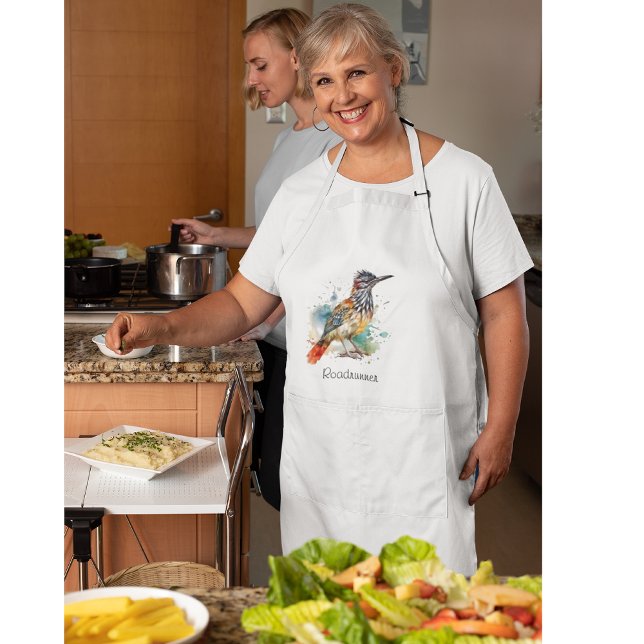 Desert Spirit, Roadrunner in Watercolor, custom Long Apron (Creator Uploaded)