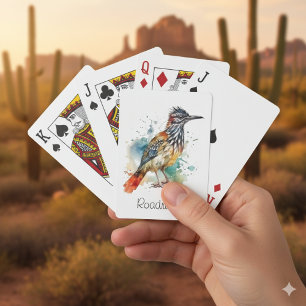 Desert Spirit, Roadrunner in Watercolor, custom Playing Cards