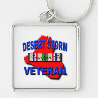 Desert Storm Veteran Service Ribbon, Semper Fi Keychain