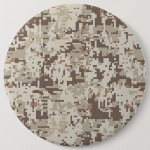 Desert Style Digital Camouflage Beige Decor 6 Inch Round Button