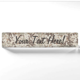Desert Style Digital Camouflage Beige Decor Nameplate