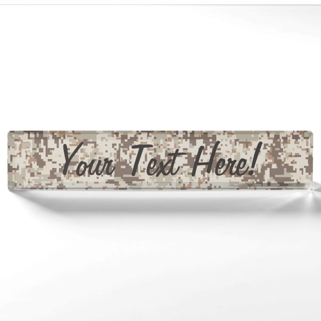 Desert Style Digital Camouflage Beige Decor Nameplate (Front)