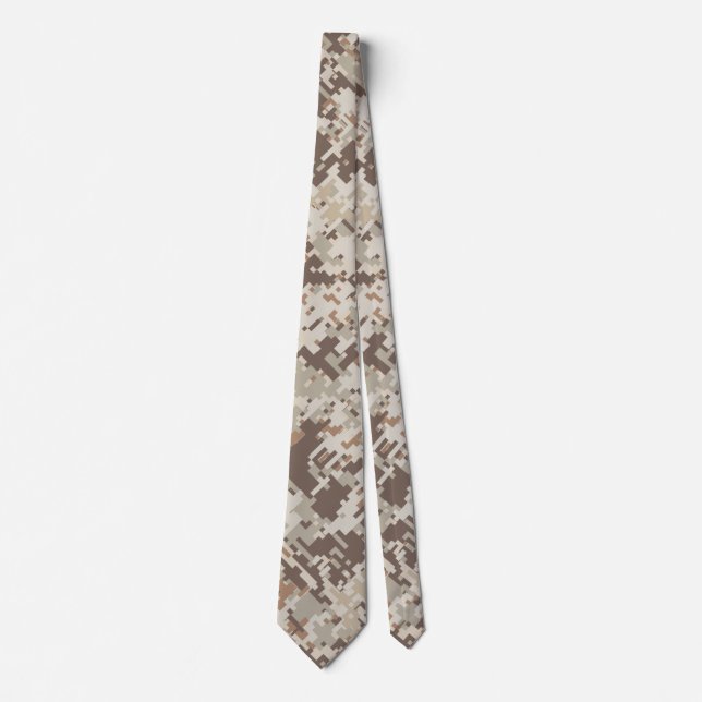 Desert Style Digital Camouflage Beige Decor Tie (Front)