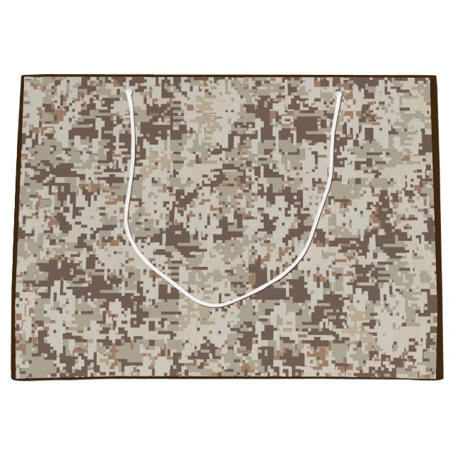 Desert Style Digital Camouflage Pixels Decor Large Gift Bag (Front)