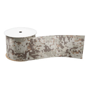 Desert Style Digital Camouflage Pixels Decor Satin Ribbon