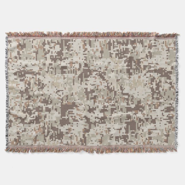 Desert Style Digital pixel beige Camouflage Throw Blanket (Front)