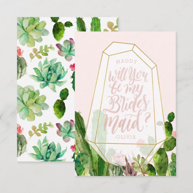 Desert Succulent Be My Bridesmaid Card (Front/Back)