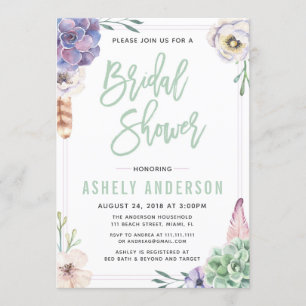 Desert Succulent Boho Bridal Shower Invitation