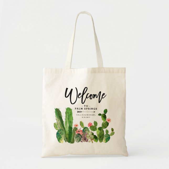 Desert Succulent Cactus Wedding Welcome Bag (Front)