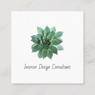 Desert Succulent QR code Interior Designer Square Business Card