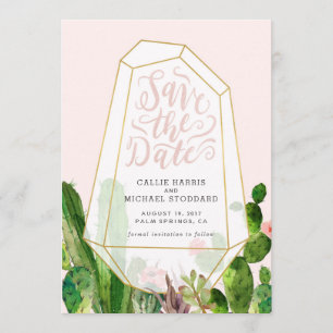 Desert Succulent Save the Date - Pink