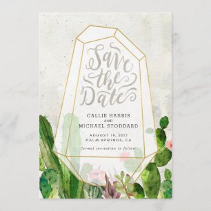 Desert Succulent Save the Date - Stone