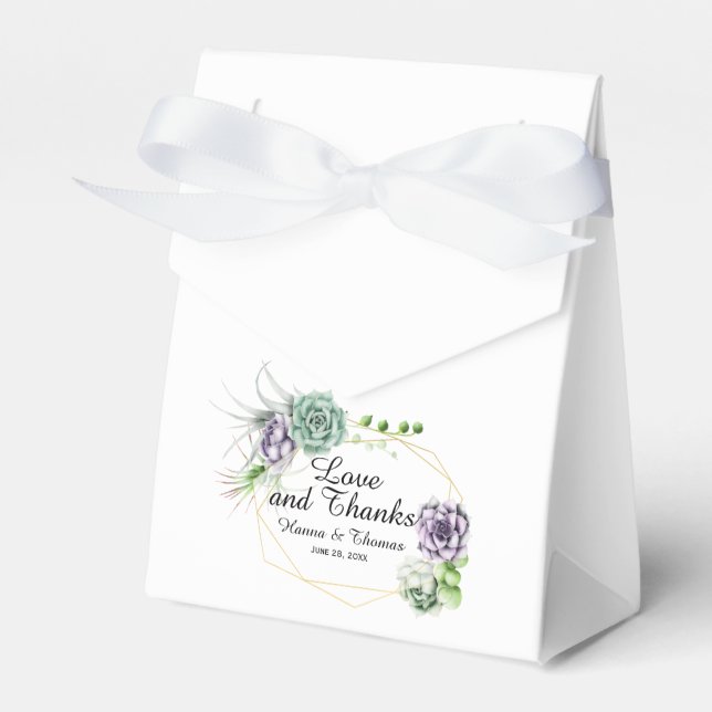 Desert Succulent Wedding Favor Box (Front Side)
