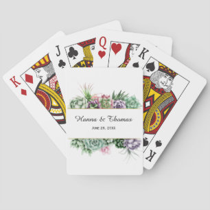 Desert Succulent Wedding Favour Playing Cards