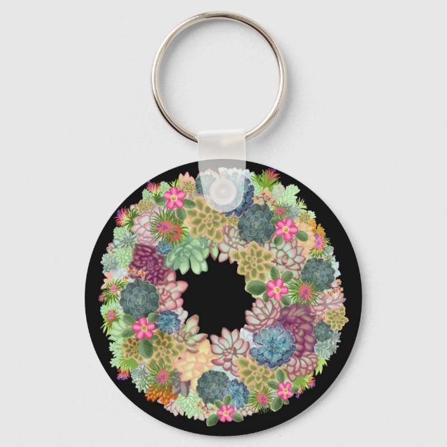 Desert Succulent Wreath Keychain (Front)