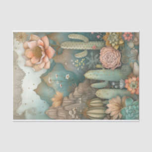 Desert Succulents Watercolor Decoupage Tissue Paper
