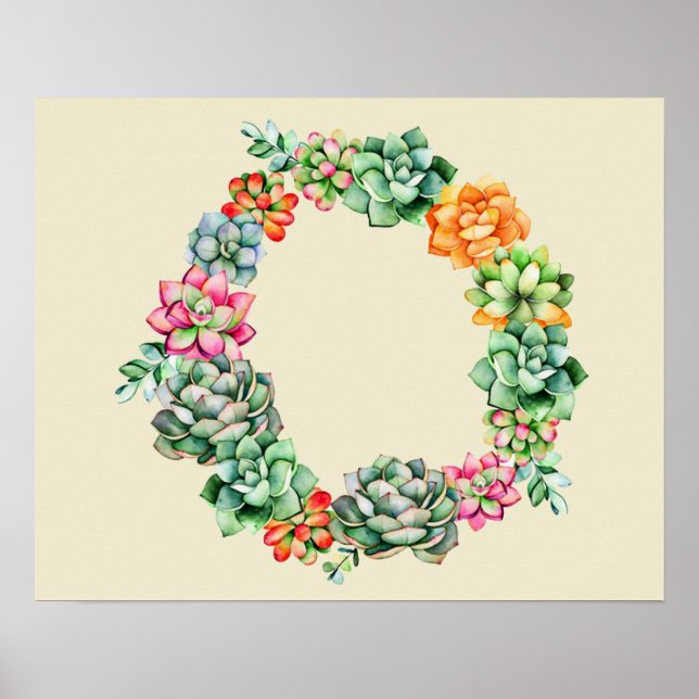Desert Succulents Wreath Poster (Front)