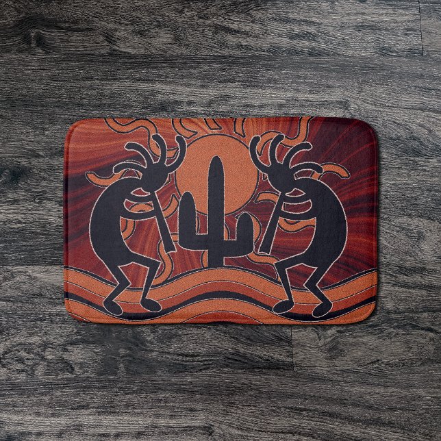 Desert Sun Cactus Southwest Design Kokopelli Bath Mat (Creator Uploaded)