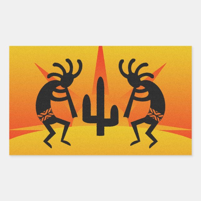 Desert Sun Cactus Southwest Kokopelli Sticker (Front)
