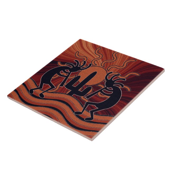 Désert Sun Cactus Sud-Ouest Kokopelli Carreaux cér (Côté)