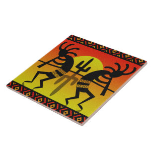 Désert Sun Cactus Sud-Ouest Kokopelli Carreaux cér