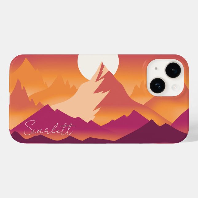 Desert Sun Mountain Peaks Landscape Illustration Case-Mate iPhone Case (Back (Horizontal))