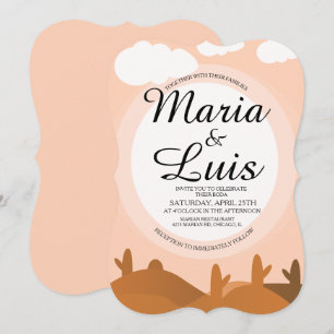 Desert Sunrise Cactus Ombres Mariage Invitations