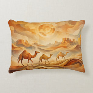 Desert Sunrise Camels Shifting Sands  Accent Pillow
