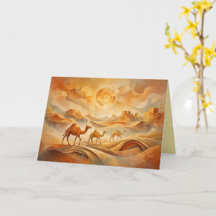 Desert Sunrise Camels Shifting Sands Card