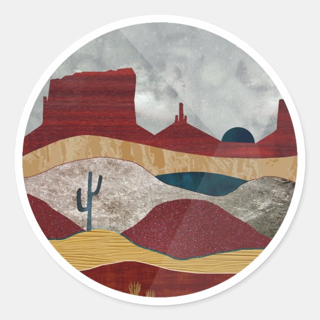 Desert Sunrise Classic Round Sticker (Front)