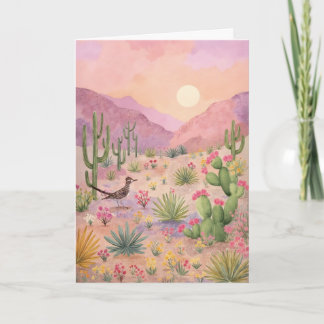 Desert Sunrise Painted Landscape Greeting Card