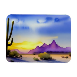 Desert Sunrise Scenic Watercolor Magnet