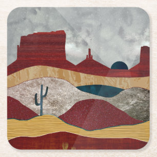 Desert Sunrise Square Paper Coaster
