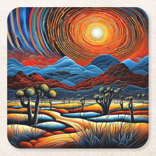 Desert Sunset 1 Square Paper Coaster