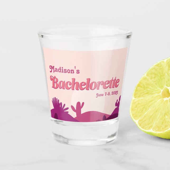 Desert Sunset Bachelorette Scottsdale/Palm Springs Shot Glass (Front)