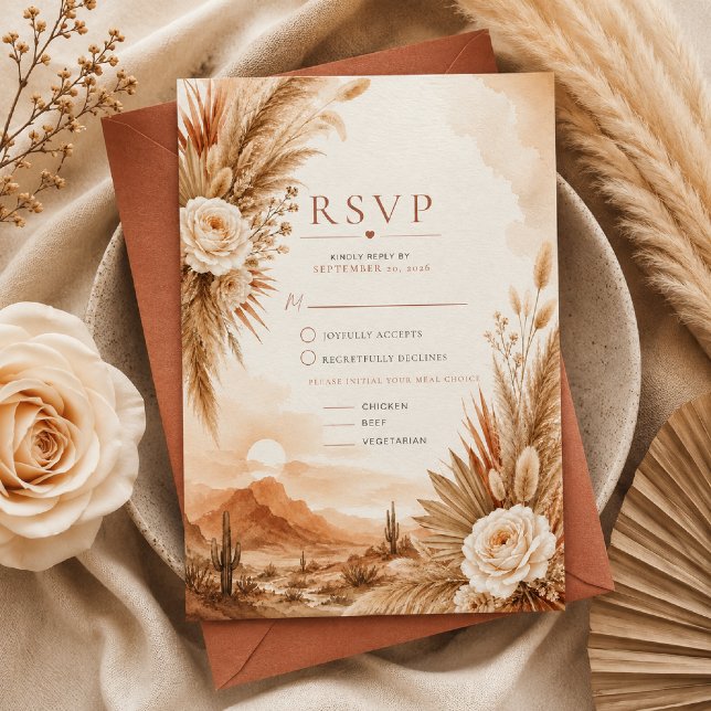 Desert Sunset Boho Wedding RSVP Card (Creator Uploaded)